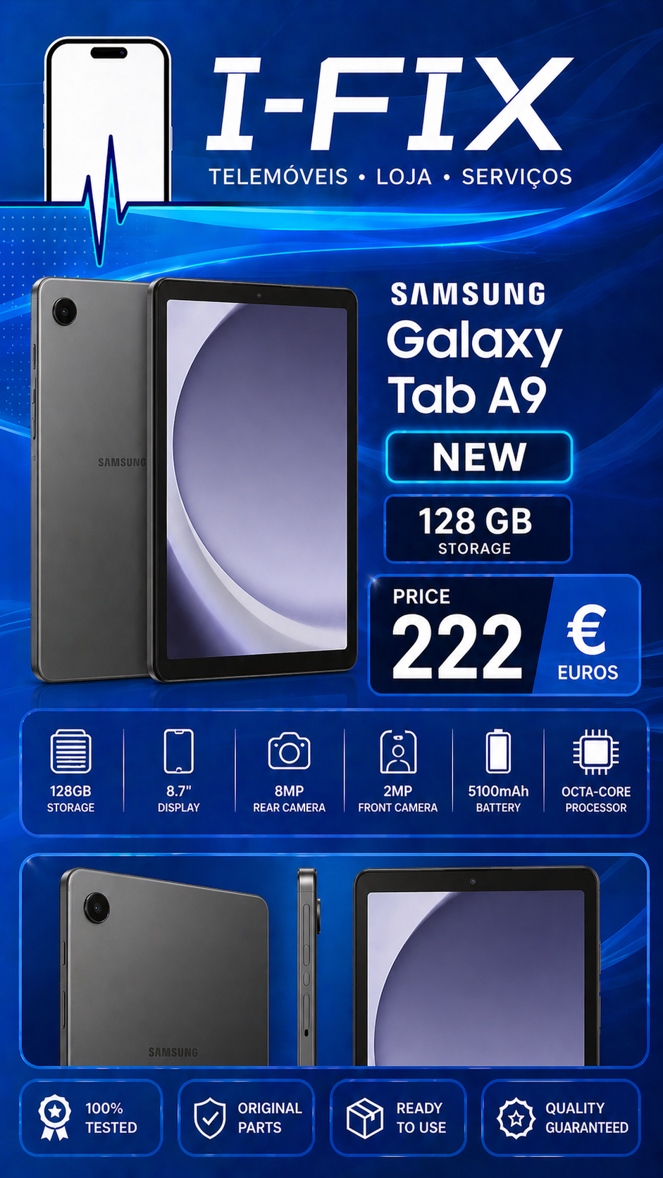 Samsung Galaxy Tab A09 128GB - (Novo)