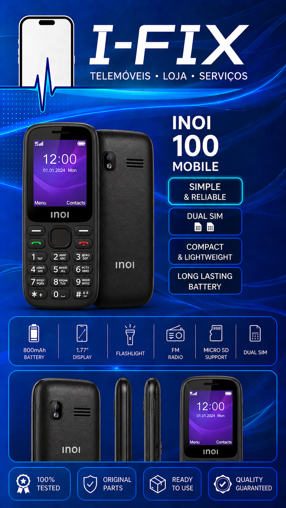 Telemóvel Simples Inoi 100 – Novo